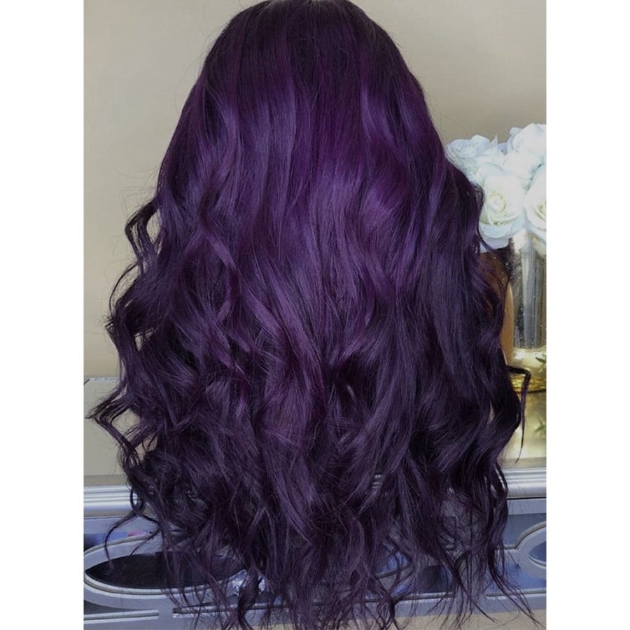 Wig ungu dark purple pirang blonde rambut gelombang panjang