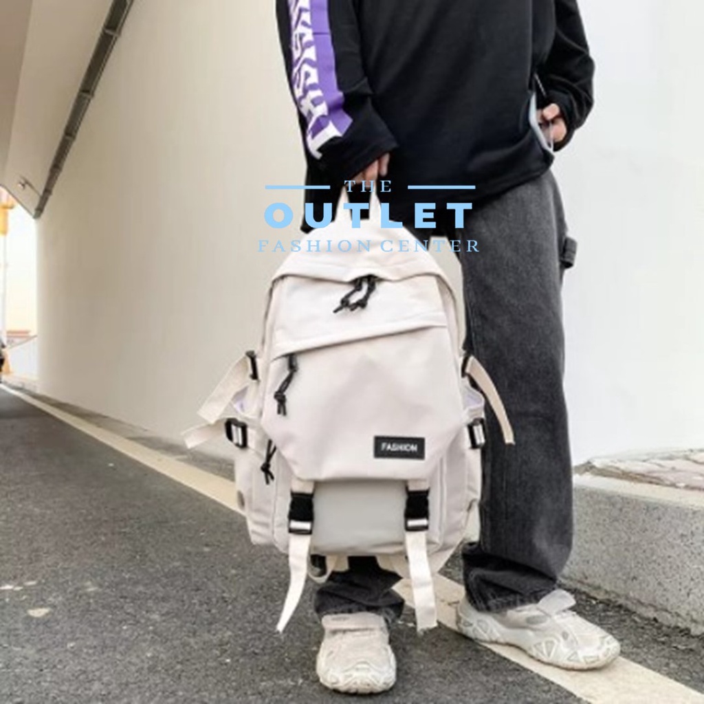 Tas Ransel Backpack Gendong Branded Batam Multifungsi Pria Wanita Cewek Cowok Remaja Dewasa Kanvas Sekolah SMA SD Fashion Korea Kantor Kekinian Murah PROMO BISA COD GRATIS ONGKIR-KREM