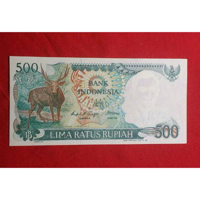 Uang kertas kuno 500 rupiah hewan rusa tahun 1988
