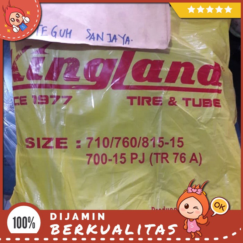 Ban Dalam Mobil Ukuran Ring Velg 15 Pj ( Pentil Panjang ) Kingland Sparepart Motor Murah