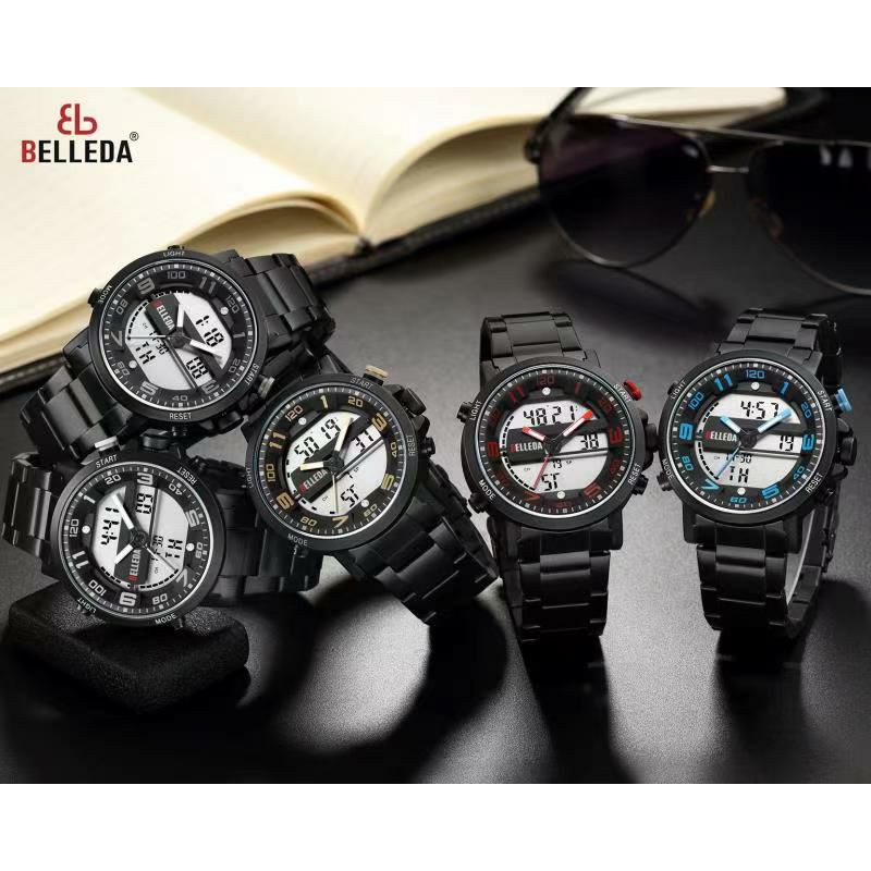 BELLEDA 9090 JAM TANGAN PRIA ORIGINAL DUAL TIME RANTAI