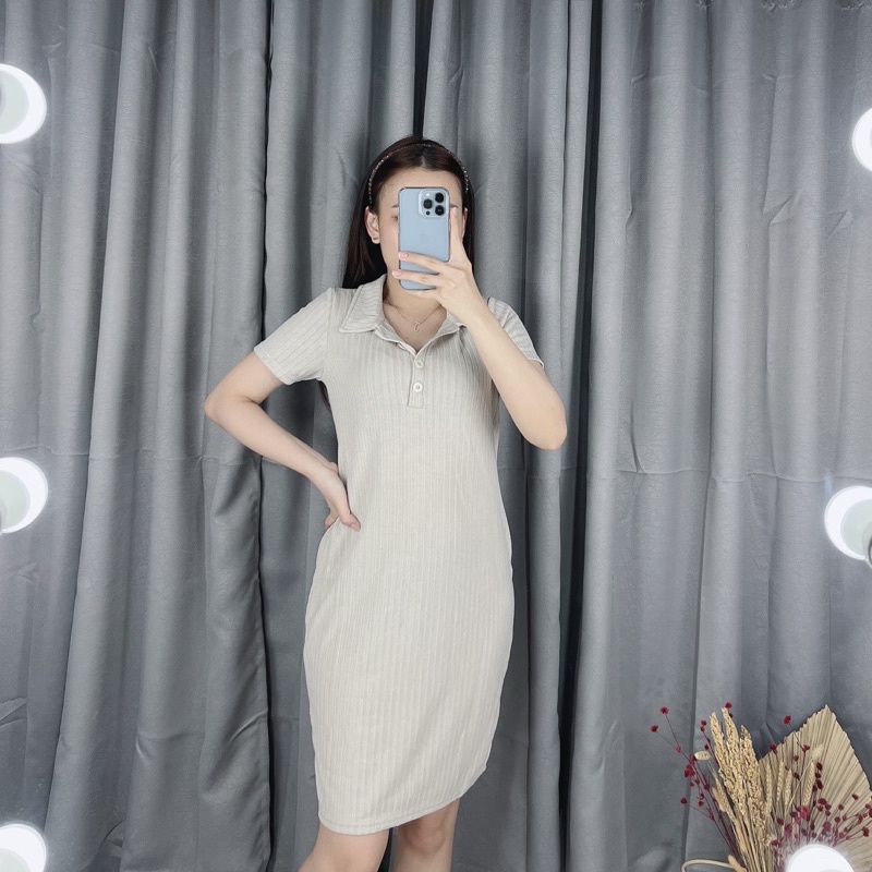 Dress knit collar v neck 260 | Dress bodycon knit