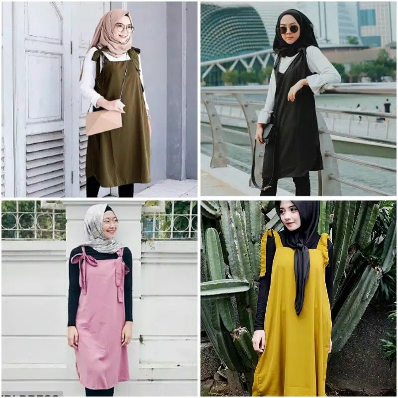 MIDI OVERAL / DRESS BAHAN MOSCREPE/MURMER/NO INNER