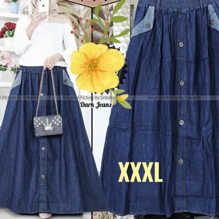 SALEE.. Rok jeans jumbo XXXL & XL bagus rok jeans panjang