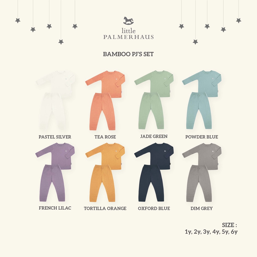 Little Palmerhaus Bamboo PJs Set Piyama Lengan Panjang Celana Panjang Anak 1 - 3 Tahun