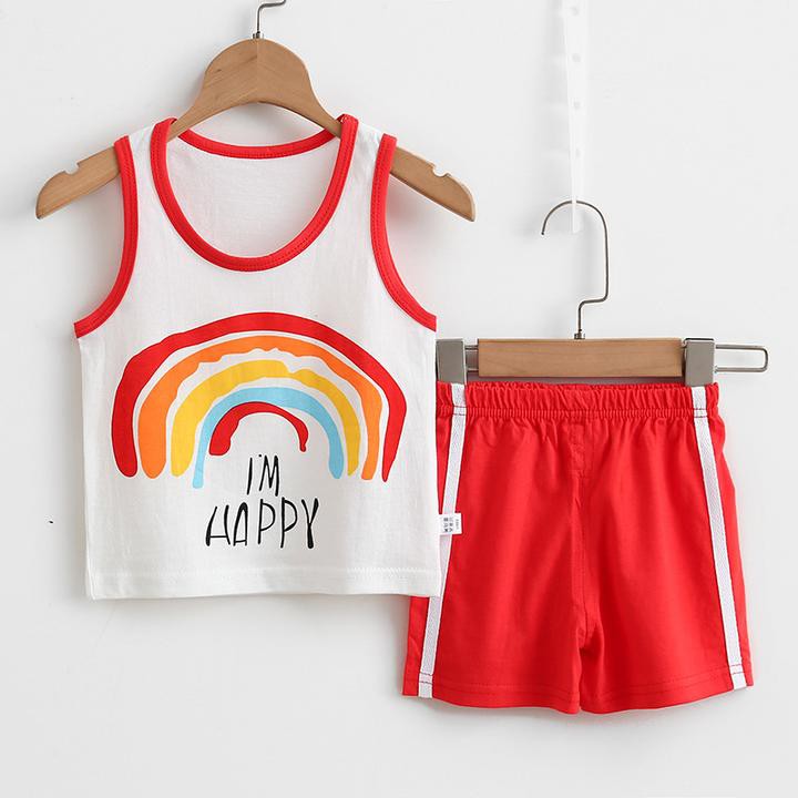 Setelan Baju Bayi Kaos Tanpa Lengan Anak Bahan Adem Usia 0-1 Tahun / Setelan Baju Bayi Newborn / Baju Bayi Import