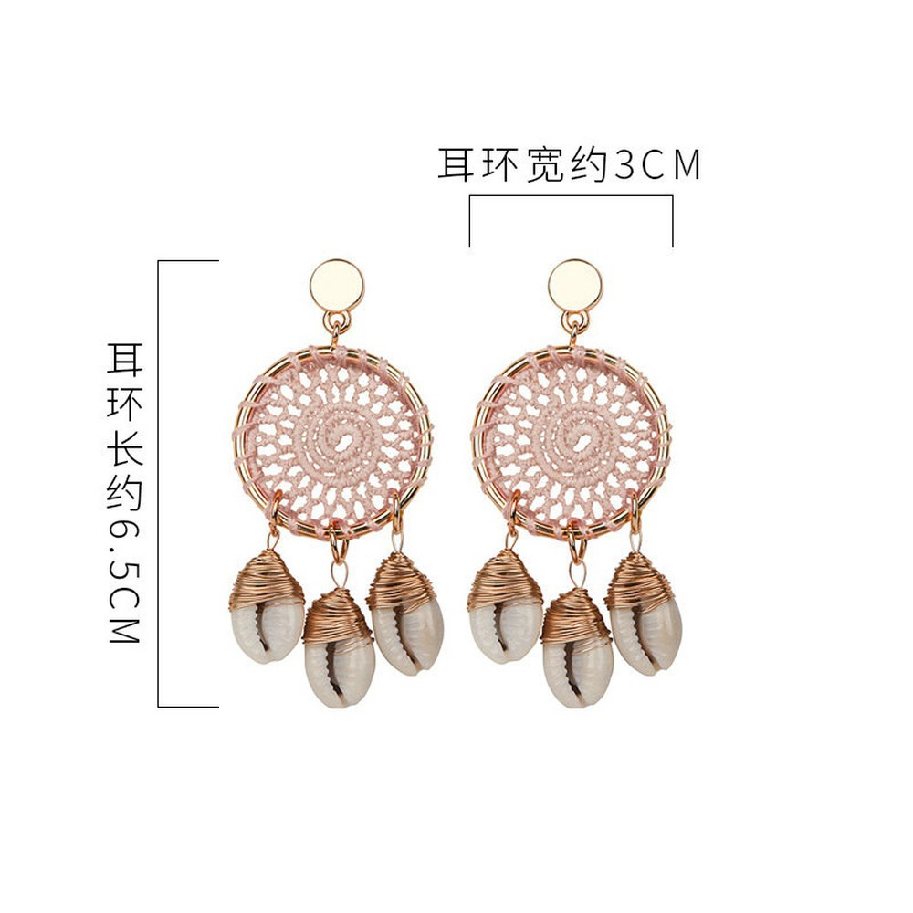 ANTING  CUTIE Anting Giwang Boho Model Cangkang Besar Warna Gold untuk Wanita