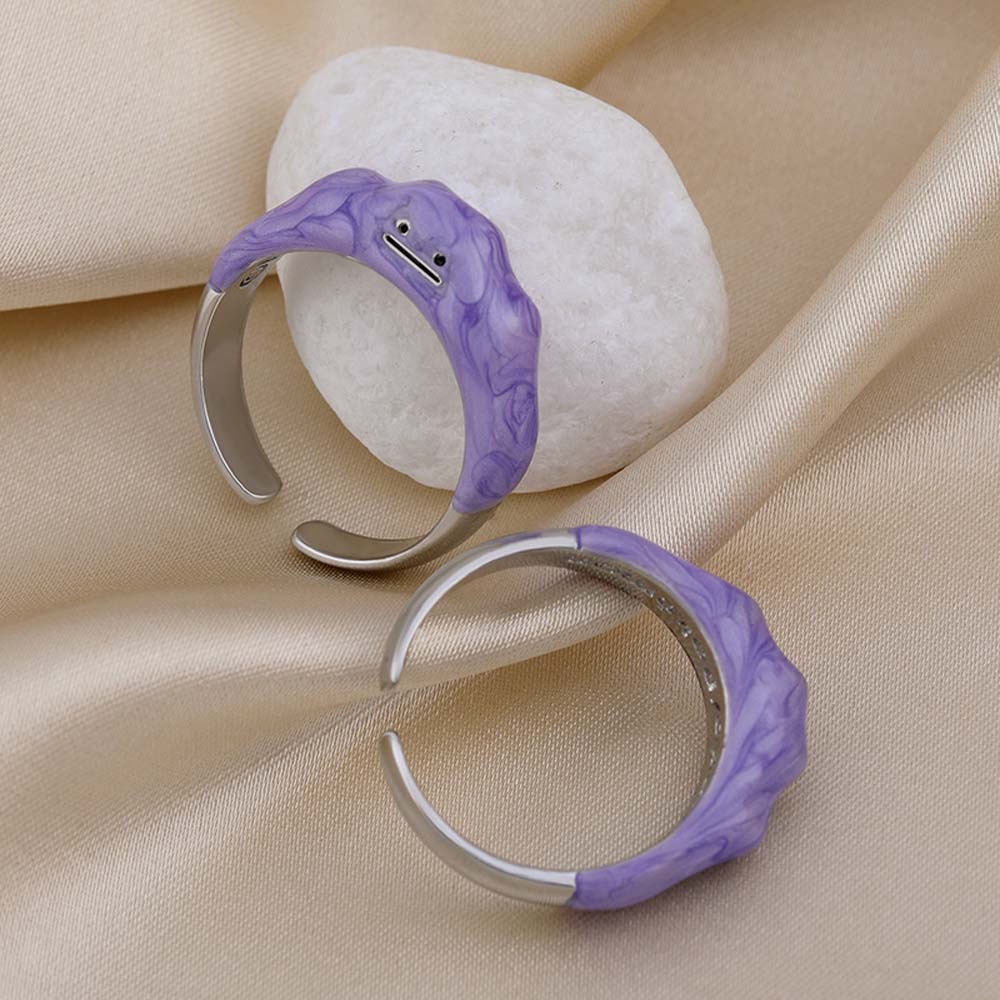 MXBEAUTY Cute Open Rings Girls Fashion Jewelry Finger Rings Women Korean Personality Dreamy Purple Smile Alloy/Multicolor