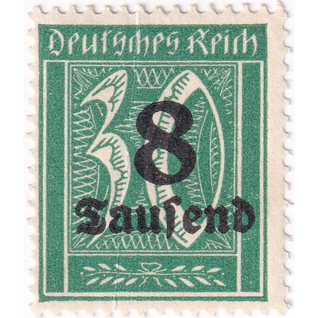 

Prangko German Empire 1923 - Overprinted Stamps 8/30T.Mk./Pfg. (Watermark 1)