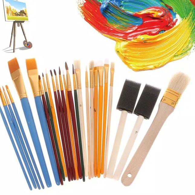

✥ Kuas Lukis Cat Air Akrilik Set 25 pcs Oil Paint Brush ♠