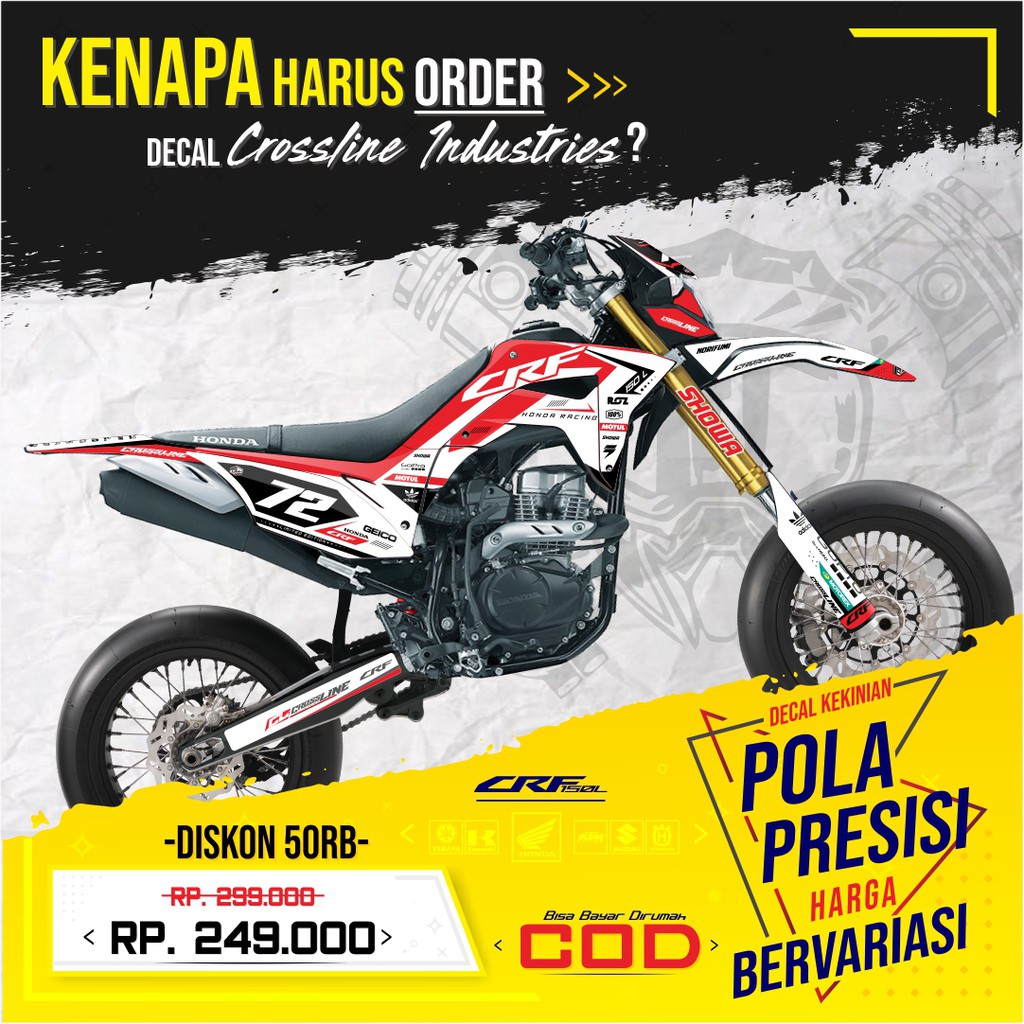 Decal CRF 150 L Decal CRF 150 L Full Body Merah Supermoto  Terbaru Murah