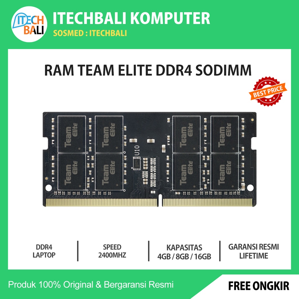 RAM Laptop TEAM ELITE Sodimm DDR4 8GB 2400MHZ