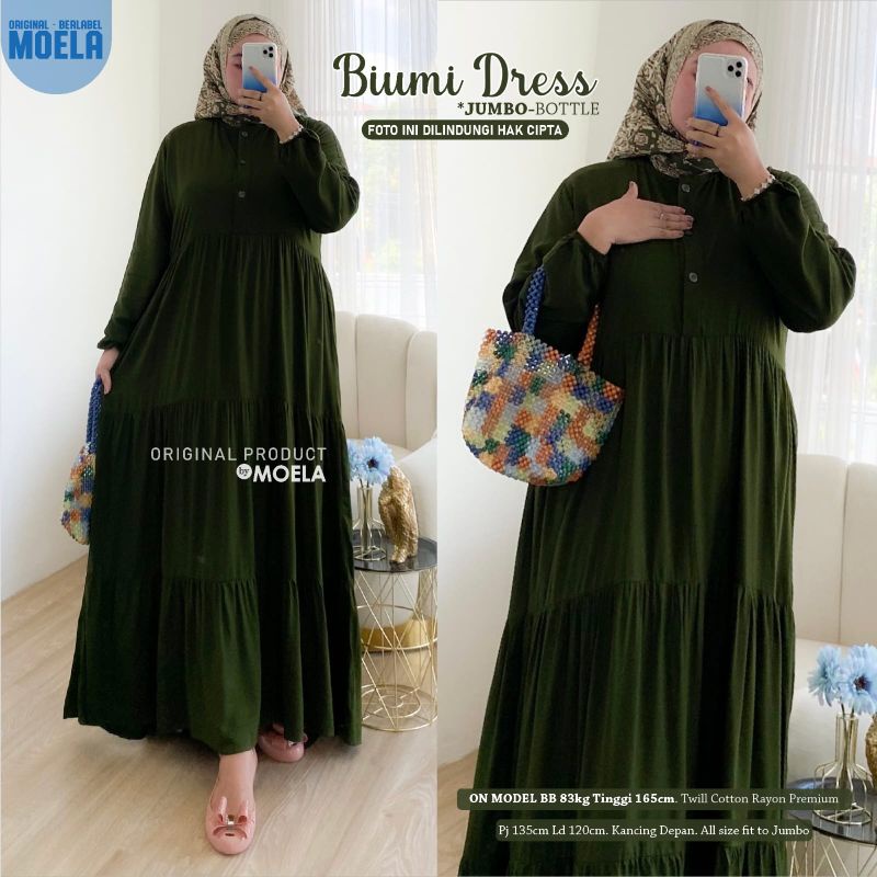 Biumi Dress Gamis Polos Jumbo Allsize Busui Premium Twill Catton Rayon Original Ori Moela Berlabel-3