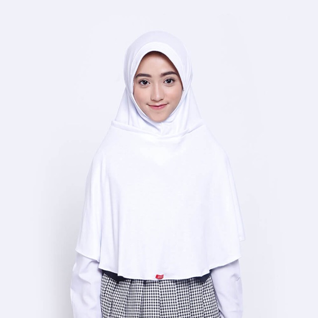 KERUDUNG ANAK / KERUDUNG SEKOLAH ZOYA / BERGO / HIJAB INSTAN - SUKSESMAXI PUTIH