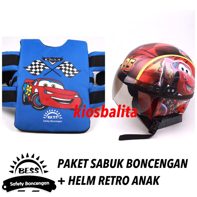 PAKET SABUK BONCENGAN ANAK + HELM RETRO ANAK