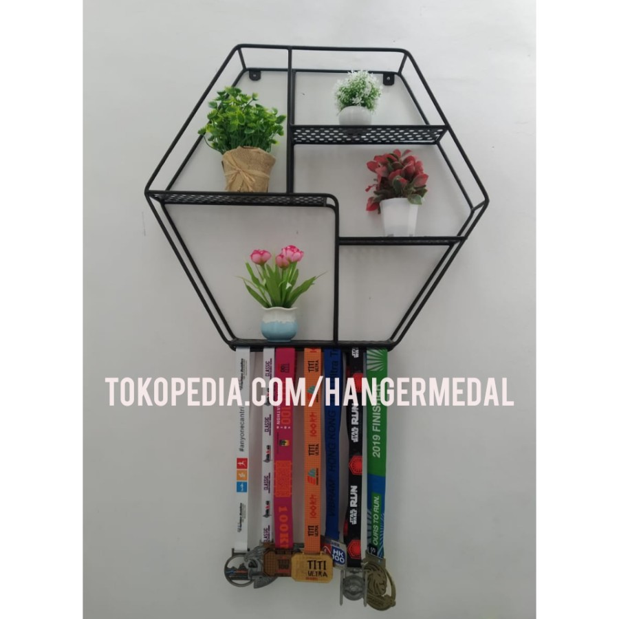 MEDAL HANGER - GANTUNGAN MEDALI TROPI HEXAGON RAK BUNGA HIASAN TANAMAN