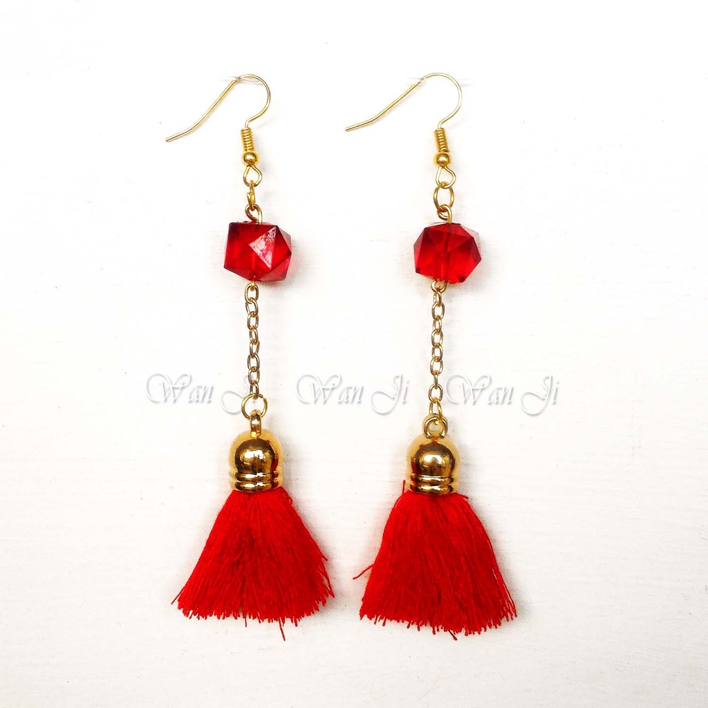 EA01 anting tassel merah | anting imlek xincia | anting korea