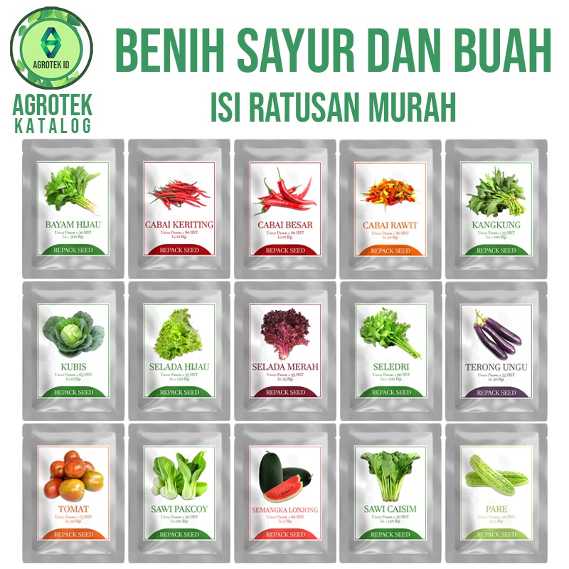 Jual Benih Bibit Biji Tanaman Sayur Dan Buah Isi Ratusan Murah Pakcoy ...