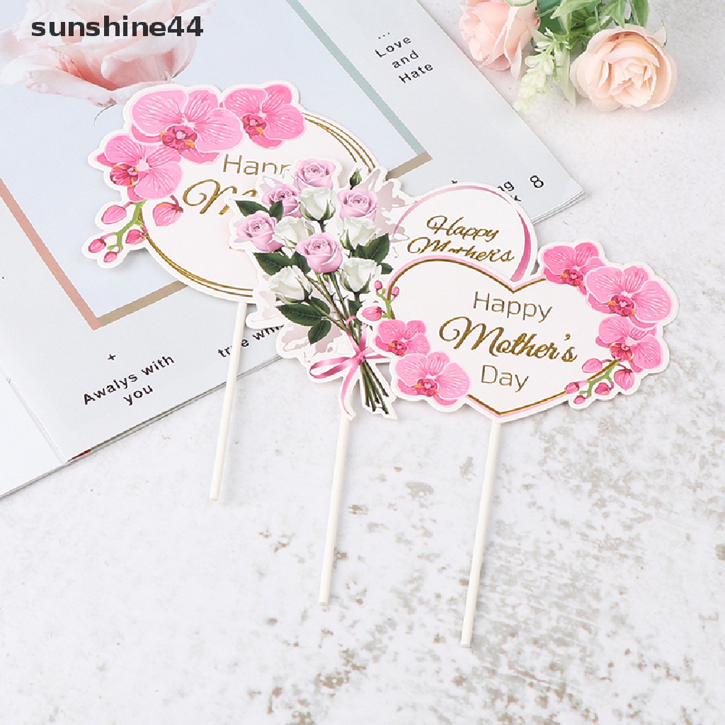 Sunshine Topper Kue Ulang Tahun Bentuk Hati + Bunga Untuk Hari Ibu