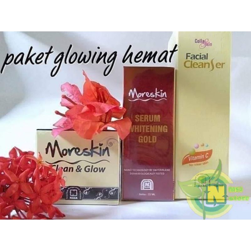 Jual Paket Glowing Moreskin Clean and glow Moreskin Serum Gold