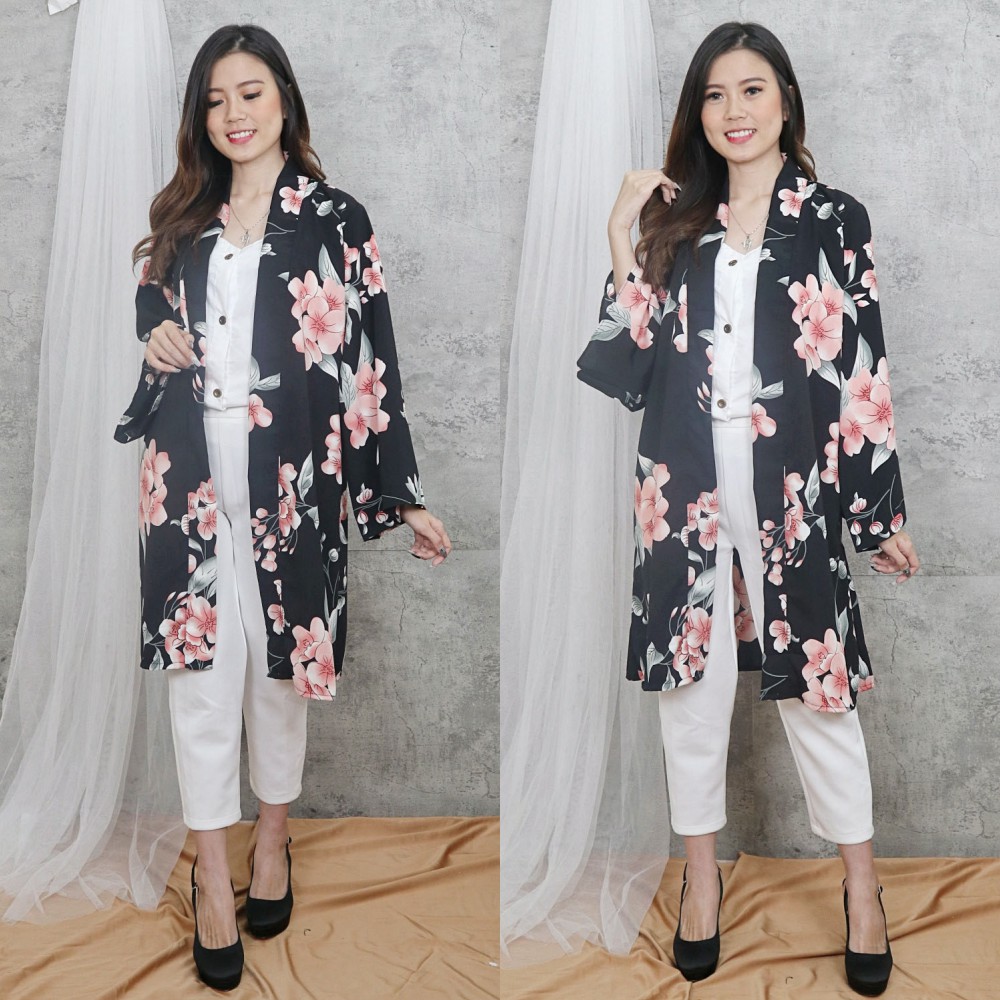 Long cardi afriani bk -Thejanclothes