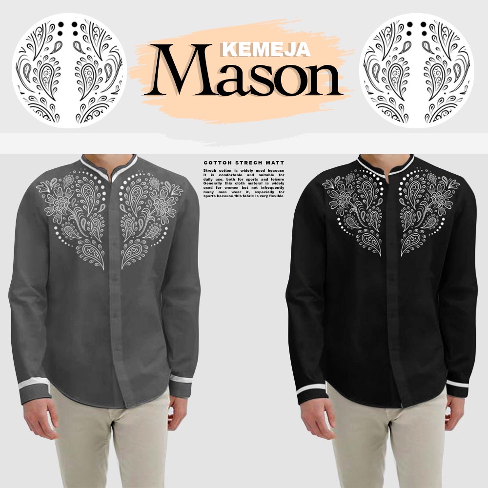 HipNop MASON BAJU KOKO MUSLIM PRIA MUSLIMAH LENGAN PANJANG ATASAN MUSLIM COWOK COWO