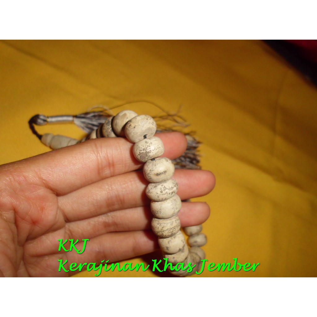 Tasbih batu FOSIL DAUN ukuran 33 biji diameter 9 mm