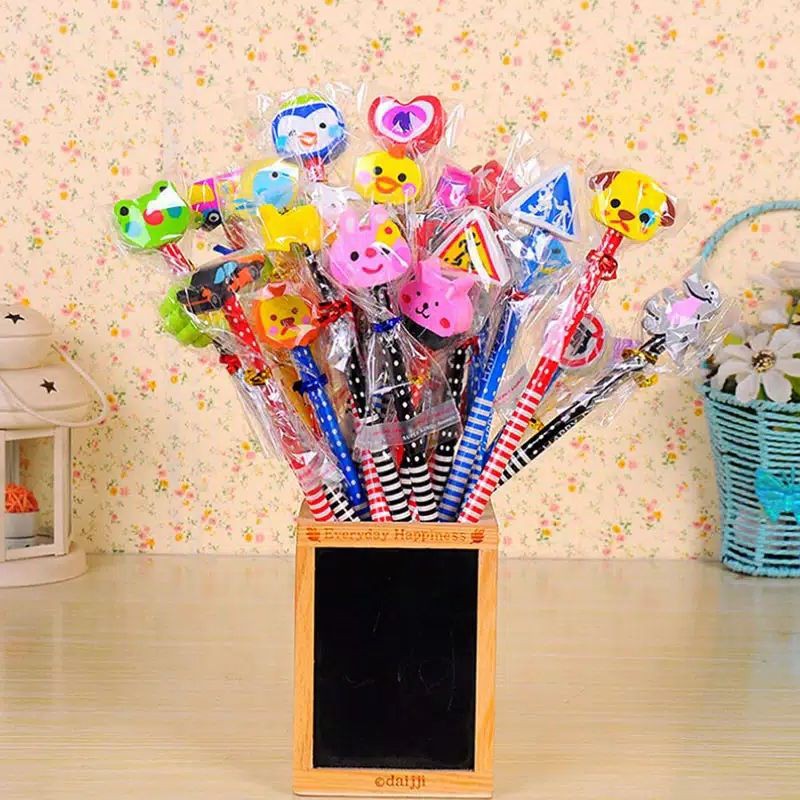 

Pensil Karakter + Penghapus SUPER LUCU isi 24 pcs