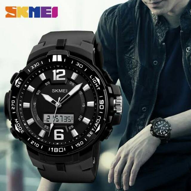 Jam tangan cowok SKMEI 1273 dual time original tahan air