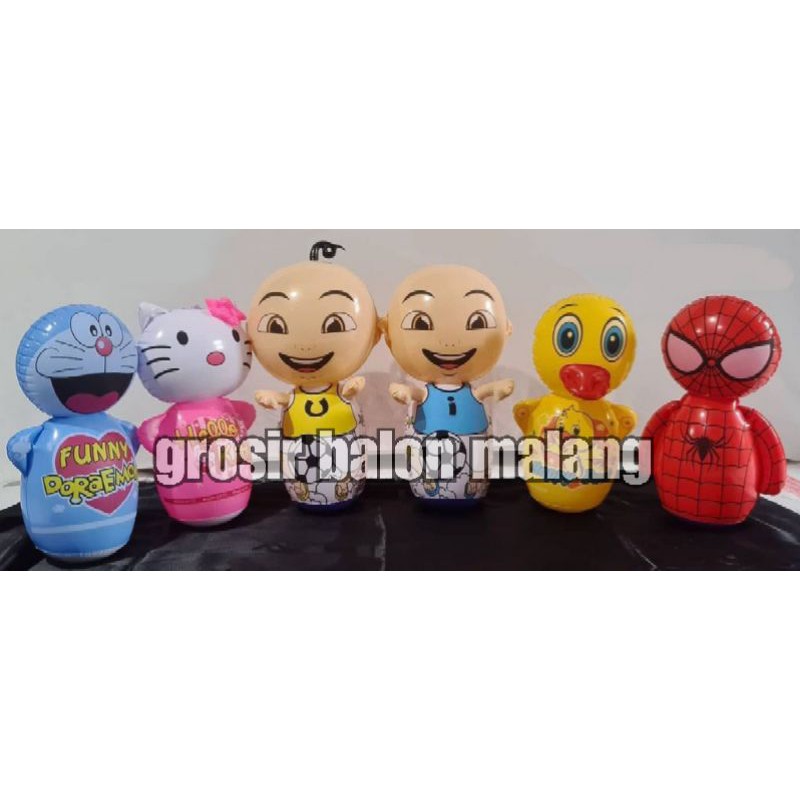 balon boneka pvc tinju pasir upin ipin spiderman kitty bebek doraemon