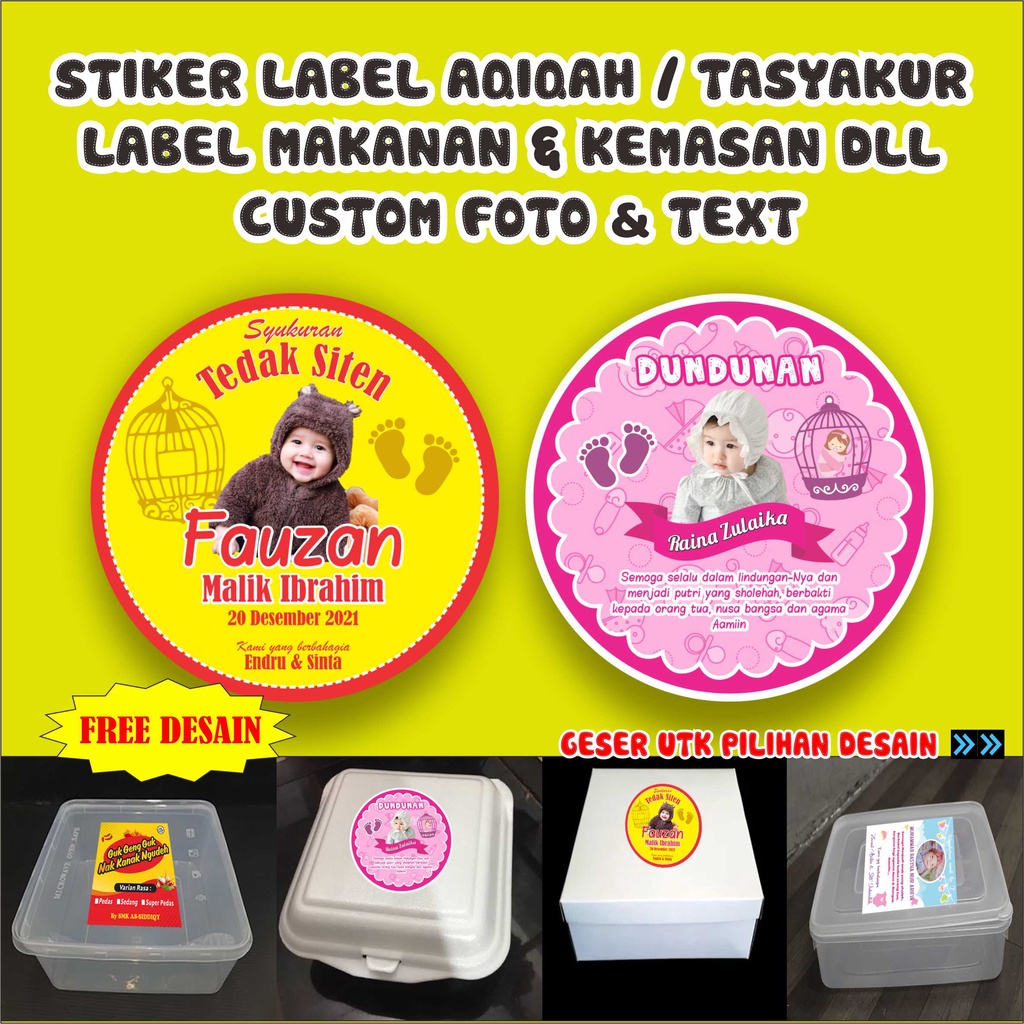 

Stiker Aqiqah - Stiker Syukuran Kelahiran Bayi Anak Custom Free Desain