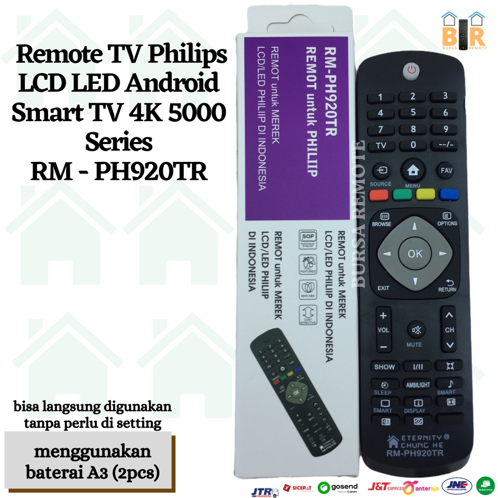 Remot / Remote TV Philips LCD LED Android Smart TV 4K 5000 Series RM - PH920TR / ecer dan grosir