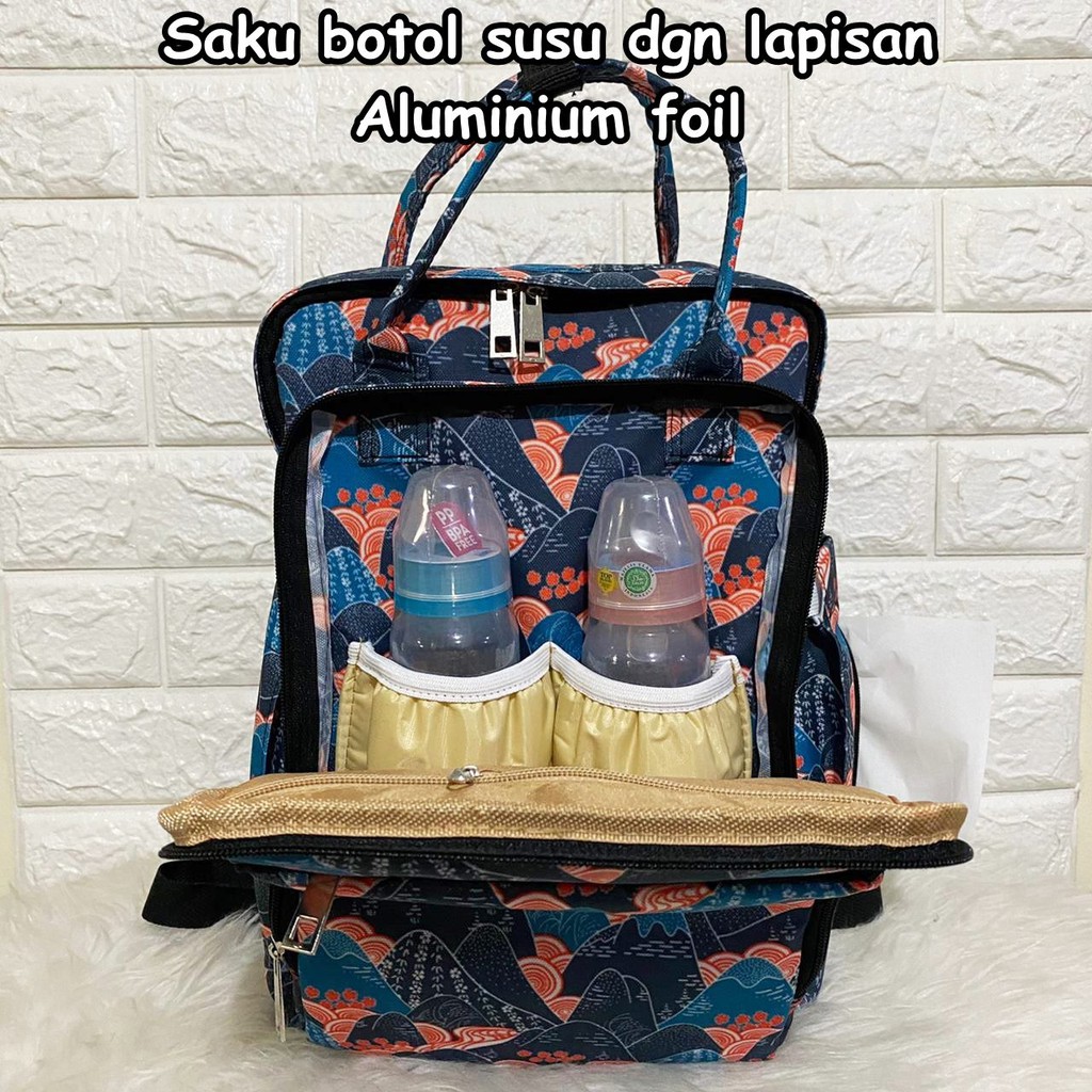 MONOBE Diaper Bag Motif / Tas Ransel Perlengkapan Bayi 2in1 / Tas Popok Traveling