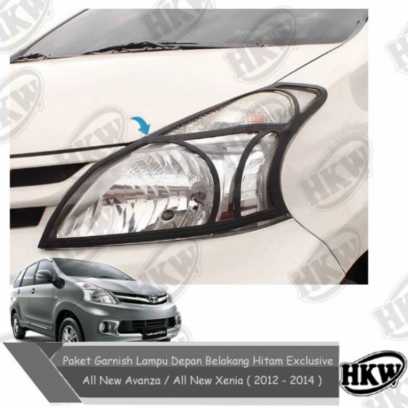 Paket Garnish Lampu Depan Belakang Hitam Exclusive All New Avanza