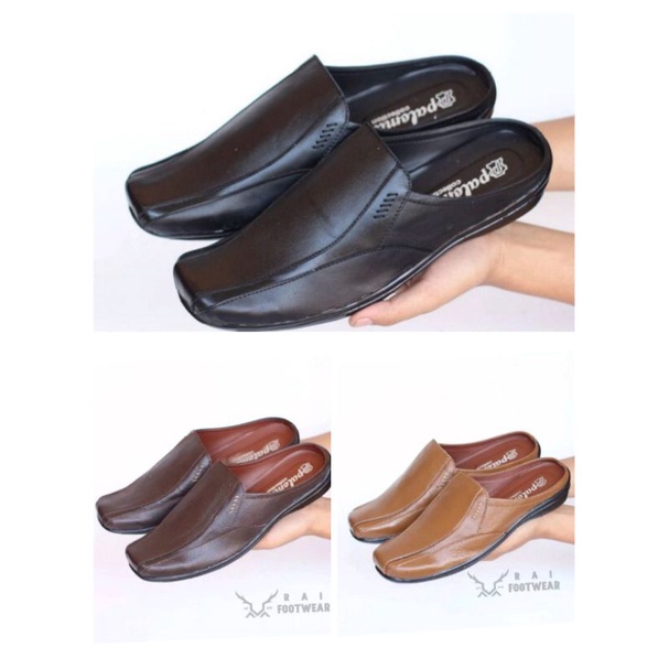 Sepatu Pria Selop Kulit Asli Sandal Bustong Laki Laki Sendal Tutong Casual
