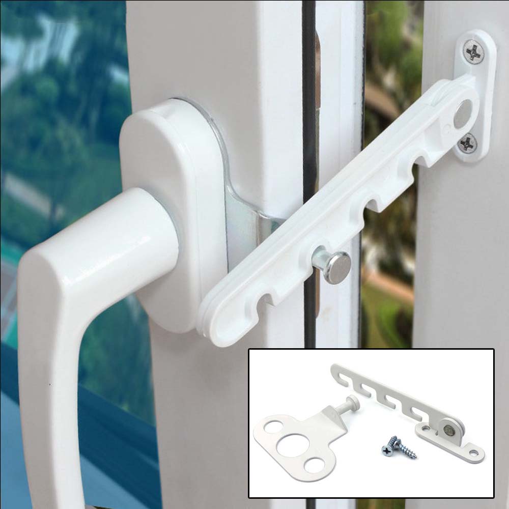 REBUY Security Casement wind brace Solid Window Lock Window limiter Lock Windproof Child Safety protection Swivel Window Home Improvement Home security Window Hardware Wind Hook Brace/Multicolor