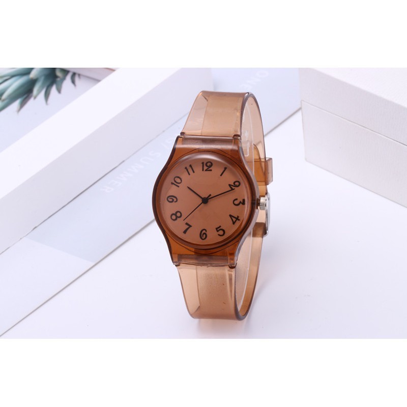 ✅ COD [BBS] Jam Tangan Jelly Angka Rubber Transparan bening Karet arloji import-3