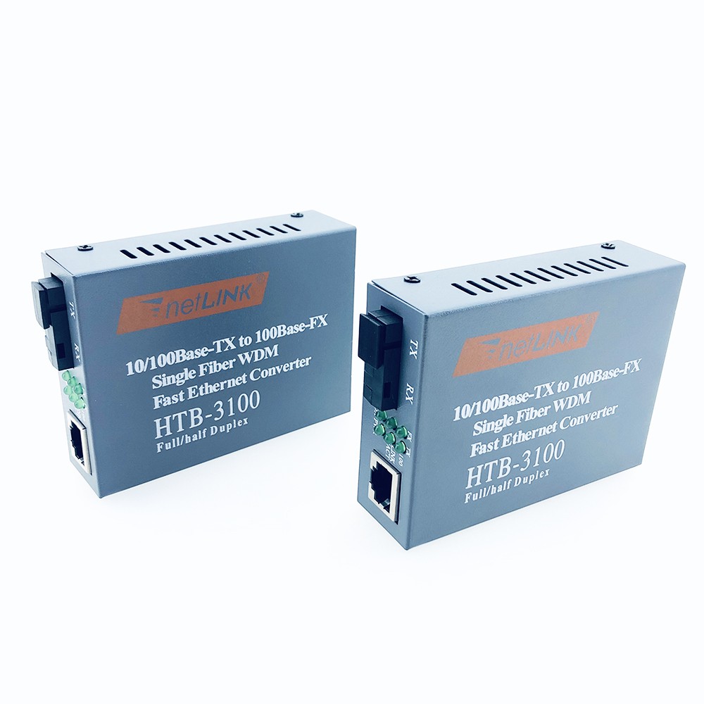 HTB3100 A+B Fiber Optic Optical Media Converter HTB-3100 Netlink 10/100Mbps RJ45 Single Mode 25KM-3