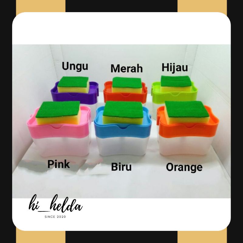 Dispenser Sabun Cuci Piring Free Sponge | Tempat Sabun Busa Spons Peralatan Dapur-1
