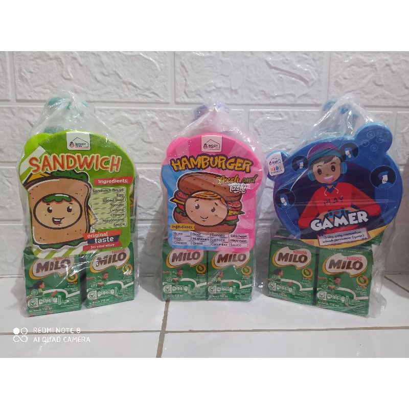 PAKET SUSU MILO BERHADIAH KOTAK SNACK BOTOL MINUM