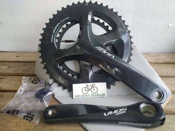 CRANK SHIMANO SORA R3000 DUAL CHAINRING 50-34 T BLACK - HT 2 - CRANK DOUBLE Sepeda Roadbike Balap
