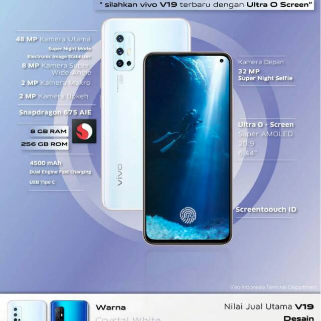 VIVO V19 8/128 8/256 100% BARU ORIGINAL