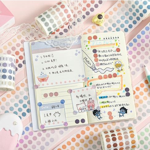 Morandi Dot Transparent Washi Tape - Stiker Tape Dot Untuk Bujo