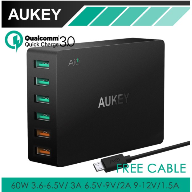 AUKEY CHARGER 6 USB PORT QUICK CHARGE 3.0 SMART CHARGER STATION PA-T11