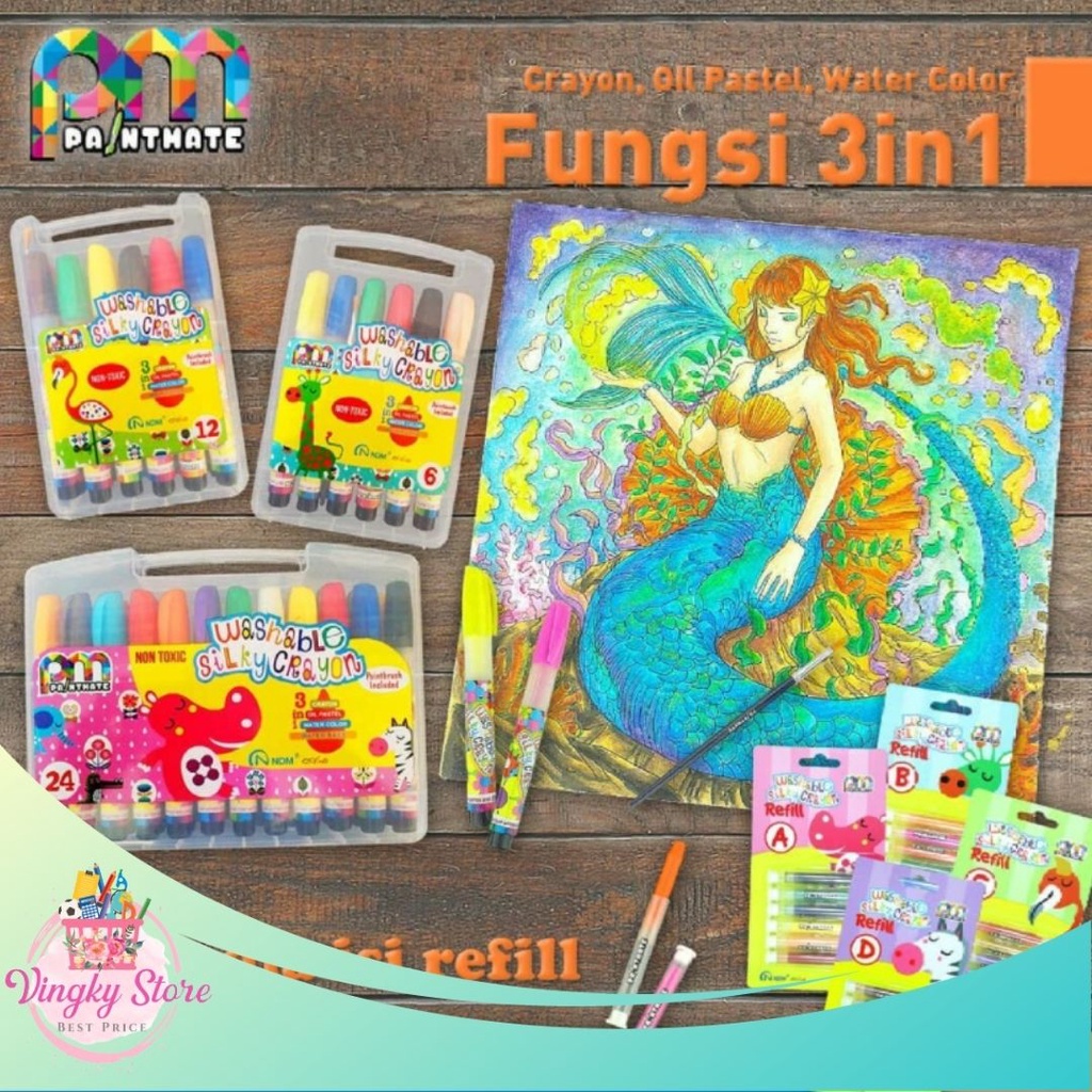 

Washable Silky Crayon NDM 24 Warna