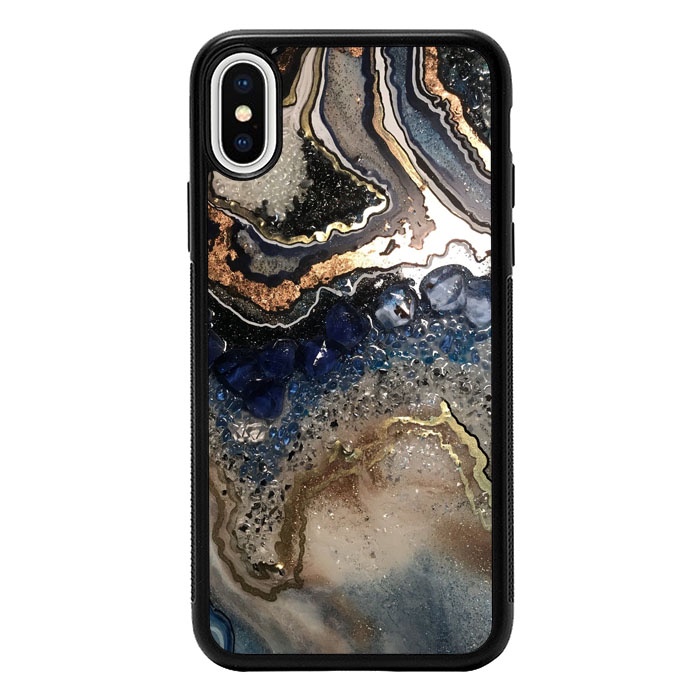 Case Casing Iphone 6 7 8 X Xr Xs Max Plus Resin Gold Blue B0690