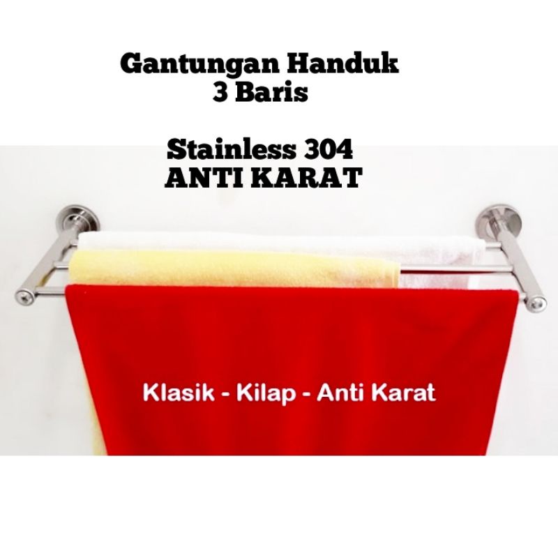 JEMURAN BAJU Ready 120cm 80cm 100cm / Gantungan handuk stenlis anti karat - Jemuran Pakaian kamar mandi dinding tempel