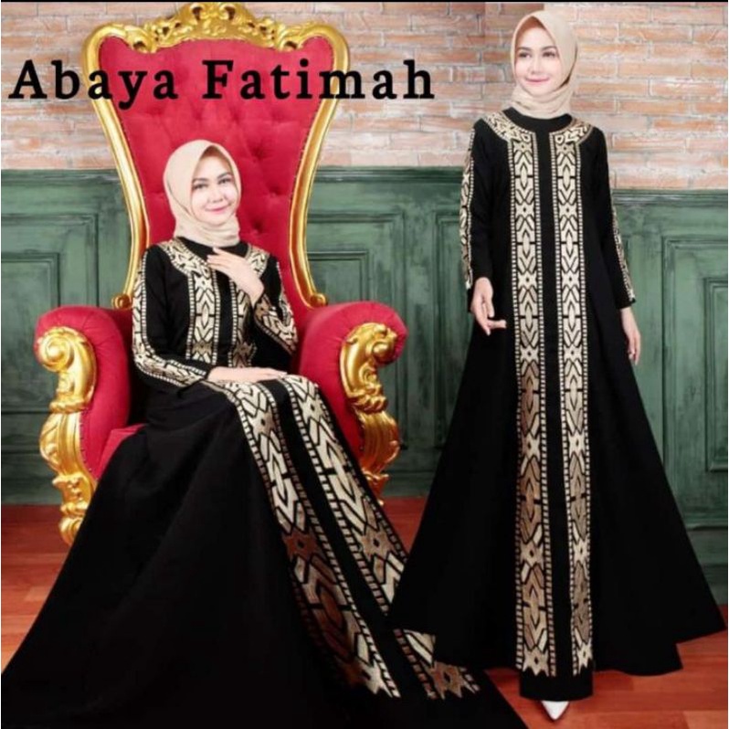 gamis abaya hitam fatimah turki arabian bahan jetblack