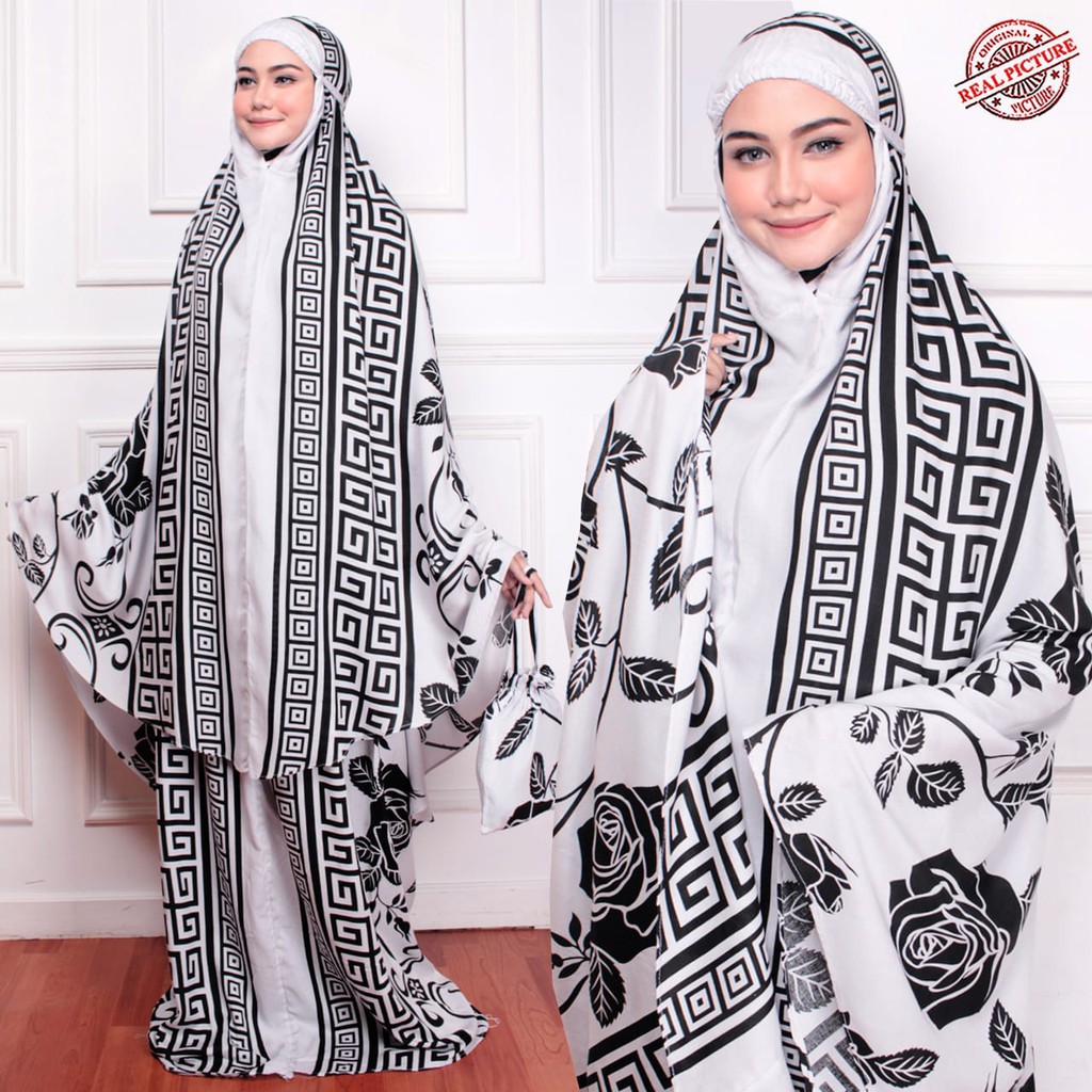 HOPYLOVY - Mukena Dewasa Bahan Katun Rayon Flower