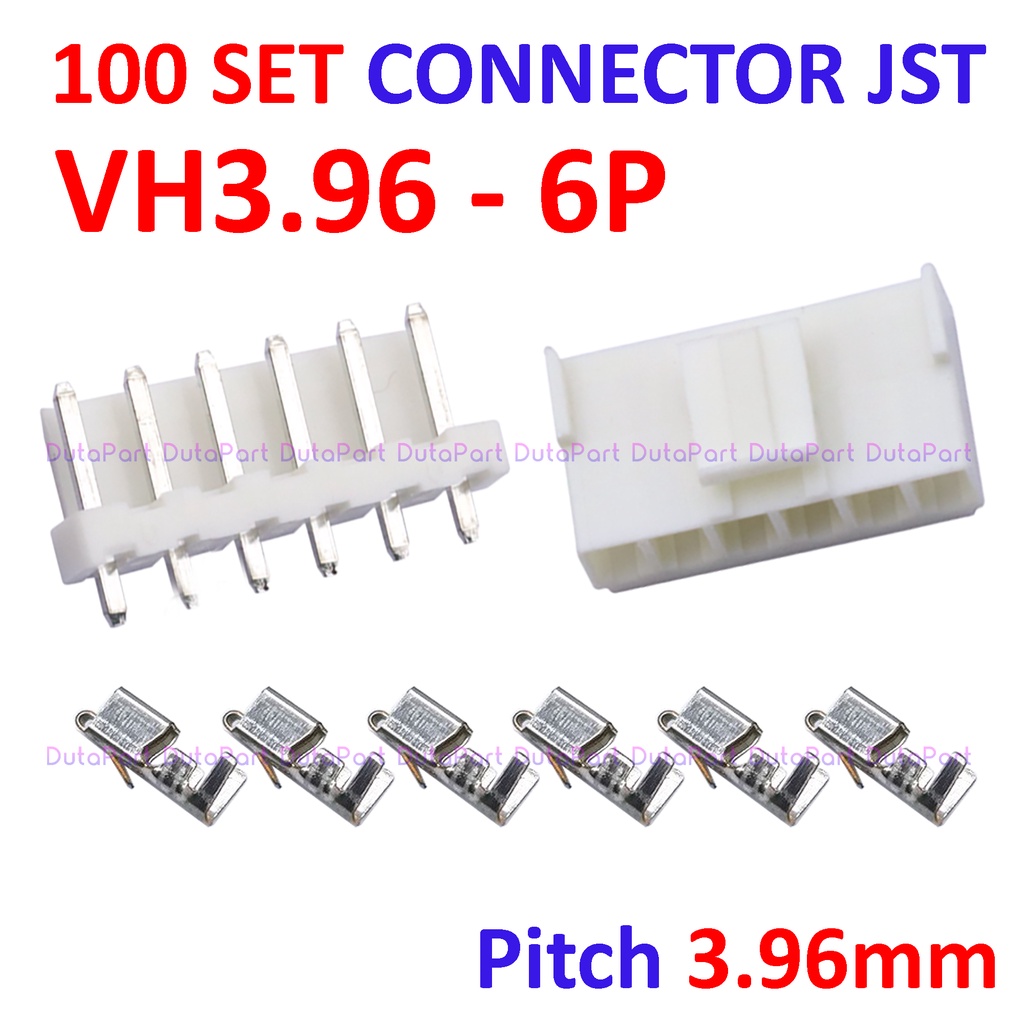 100 SET Connector JST VH3.96 - 6P - Male Female Pin Kaki Lurus 3.96mm